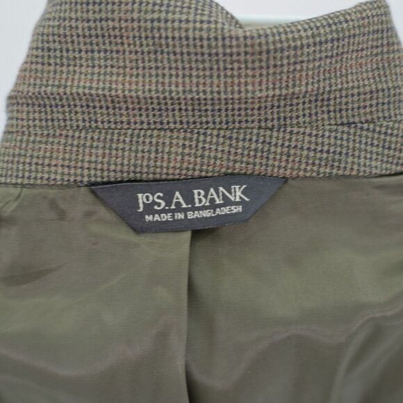 Jos A Bank Wool Sport Coat Green Blue Check W/ Brown Windowpane 44R / Slim 46R - Picture 11 of 12